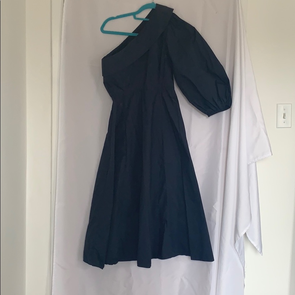 Fred Segal Whit Navy Asymmetric org cotton dress